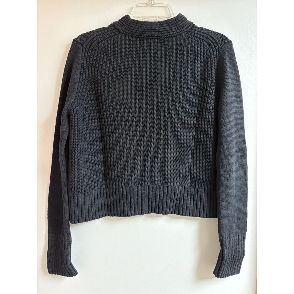 Banana Republic Cotton Ribbed Knit Crop Sweater Black Mock Neck Pullover Basic S - Picture 5 of 8